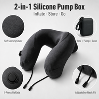 Olyi Oreiller de Voyage Gonflable 2-en-1 avec Pompe en Silicone Intégrée, Portable, en Forme de U, Réglable, Ergonomique, pour Avion, Voiture, Bureau, Vente en Gros
