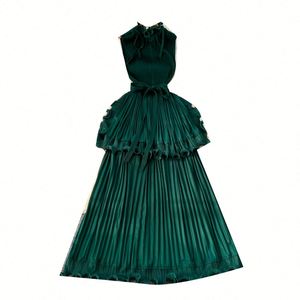 Vestido Midi Casual de Verano para Mujer, Elegante, Tejido, con Estampado Digital, Sin Mangas, Estilo Imperio, con Volantes, Silueta en A, Poliéster/Algodón - Product Image 5