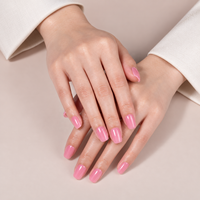 32 faux ongles à presser en ABS, motif corail gelée ombré, courts, forme squoval, brillants, flexibles, couvrance totale, personnalisables OEM, pour salon de manucure