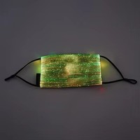 Masque facial LED scintillant à étoiles, plissé plat bleu, réutilisable, pour festivals et soirées
