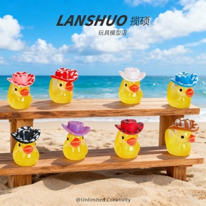 Miniature 3D <b>Duck</b> Ornaments With Colorful Hats Plastic Resin DIY Jewelry Accessories Glow In Dark Pet Decorations - Product Image 3