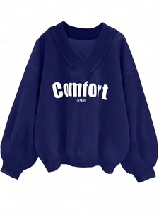 <span class=keywords><strong>Felpa</strong></span> da Donna con Scollo a V Personalizzabile, <span class=keywords><strong>Oversize</strong></span>, con Logo, Maniche a Goccia, Pullover Casual Corto per l'Autunno - Product Image 5