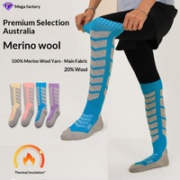 Chaussettes de ski professionnelles en laine mérinos, tricotées, épaisses, antidérapantes, respirantes, pour l'hiver