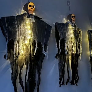 Lustre LED Halloween blanc chaud DC 6V Ra50, décoration de cape en gaze fantôme crâne lumineux pour fêtes et maisons hantées, 50 lumens - Product Image 6