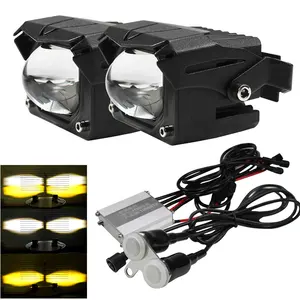 Automotive Kabelboom Om P25 U9Plus Strobe Geel Bi Led Dual Kleuren Mini Rijden Licht Met Rocker Switch