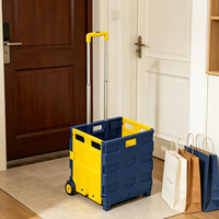 Chariot pliable en plastique durable avec roues pour le déménagement, les courses et le linge