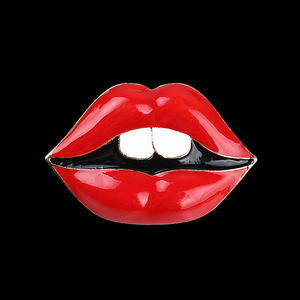 <span class=keywords><strong>Broche</strong></span> en alliage de zinc émaillée de haute qualité, bijou fantaisie en forme de grandes lèvres rouges pour femme - Product Image 1