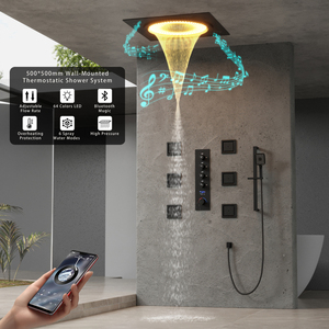 Trần 20 inch âm nhạc LED vòi hoa sen đầu mưa & bong bóng vòi hoa sen hệ thống hiển thị nhiệt độ Hot & nước lạnh phòng tắm vòi hoa sen vòi - Product Image 1