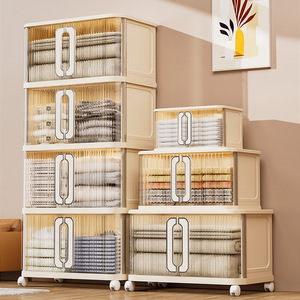 Folding Storage Cabinet Double Door Home Use Bedroom Clothes Toys Organizer Kitchen Multi Layer Storage Box - Product Image 5