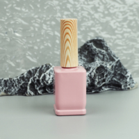 Flacon carré en verre rose de 15 ml avec estampage doré, OEM ODM, pour vernis à ongles gel UV, avec bouchon et pinceau, emballage cosmétique
