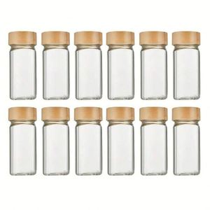 12 <b>Spice</b> Glass Jars with Bamboo Lids Countertop Seasoning Rack with <b>Labels</b> - Product Image 5