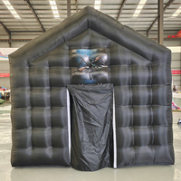 Tente de fête gonflable commerciale noire en PVC, imperméable, double couche, pour boîtes de nuit, divertissement extérieur, portable et rapide à monter