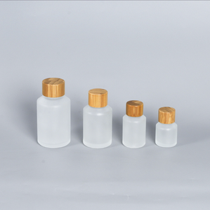 Botol Kaca Transparan Berbentuk Miring dengan Pompa Tetes Kayu Bambu, <span class=keywords><strong>Set</strong></span> Botol <span class=keywords><strong>Jar</strong></span> untuk Kemasan Serum, Lotion, Krim - Product Image 2