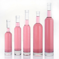 Impression de logo circulaire transparente personnalisée sur bouteille en verre cylindrique, bouteille en verre à fond épais de 375 ml 500 ml