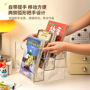 Transparent Tiered <b>Book</b> Shelf For <b>Childrens</b> <b>Books</b> Magazine <b>Storage</b> Rack Desktop Organizer Three Layer Clear Plastic Box - Product Image 5