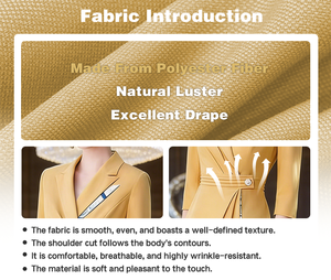 Completo Blazer Giallo Senape Vibrante <span class=keywords><strong>da</strong></span> Donna con Cintura in Vita, <span class=keywords><strong>Outfit</strong></span> <span class=keywords><strong>da</strong></span> <span class=keywords><strong>Ufficio</strong></span> in Tessuto Traspirante con Finiture a Contrasto per Visite Clienti - Product Image 6