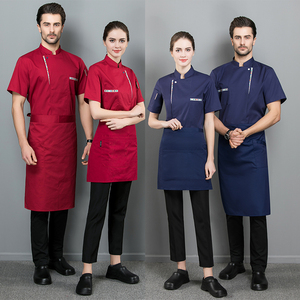 2022 ultimo disegno all'ingrosso OEM ristorante Hotel personale vestiti manica corta nero Chef cappotto uniforme da cucina