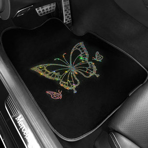 5 pièces tapis de sol de <span class=keywords><strong>voiture</strong></span> en cuir Bling <span class=keywords><strong>papillon</strong></span> <span class=keywords><strong>voiture</strong></span> intérieur antidérapant coussin de sol avant arrière tapis pour <span class=keywords><strong>voiture</strong></span> universelle - Product Image 3