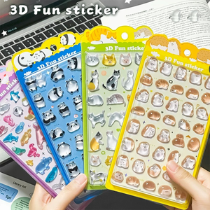 Wholesale Eco-Friendly Customized Size Sticker <b>Sheet</b> 3D Relief Sculpture Letter Pattern Stickers Toys Cute Waterproof Crystal - Product Image 2