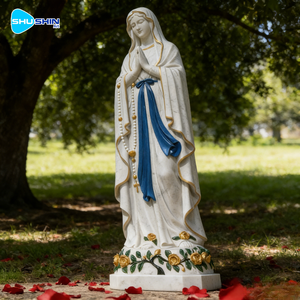 Sculpture en marbre blanc grandeur nature <span class=keywords><strong>de</strong></span> Notre-Dame <span class=keywords><strong>de</strong></span> <span class=keywords><strong>Lourdes</strong></span>, fabriquée sur mesure et artisanale pour l'église, la maison/le jardin, chapelet pour la prière et la dévotion - Product Image 6