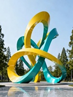 Installation artistique Landmark, sculpture cinétique en acier inoxydable - Art de la place publique en plein air avec mouvement rotatif et surface changeante de couleur