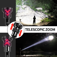 Lampe torche longue portée 9500LM XHP360 avec zoom télescopique, lumière latérale RGB, affichage numérique, batterie externe, lampe de travail LED, lampe de camping