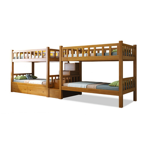 Двухслойная двухъярусная кровать из массива дерева и сосны с ограждениями деревянная кровать двухслойная кровать для матери и ребенка - Product Image 6