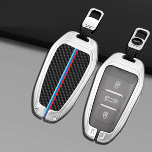 Housse <span class=keywords><strong>de</strong></span> sac à clés <span class=keywords><strong>de</strong></span> voiture en fibre <span class=keywords><strong>de</strong></span> carbone avec porte-clés, adaptée aux clés Citroën - Product Image 3