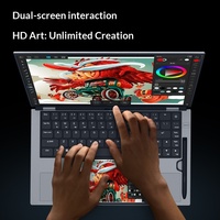 Laptop Layar Ganda 15.6"+7" Layar Sentuh Intel Core I5-1235U 16GB 512GB Penyimpanan Windows 11 Tipis Ringan Notebook Bisnis OEM