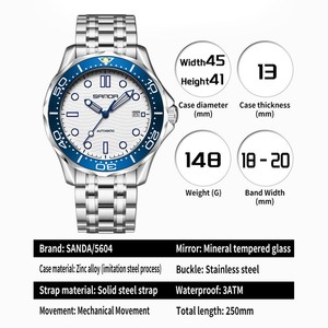 Reloj de Pulsera Mecánico para Hombre SANDA 5604, Bisel Giratorio, Luminoso, Calendario, Resistente al Agua, Reloj de Moda Premium - Product Image 4