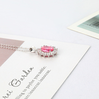 2023 mode femmes collier pendentif pendentif en cristal rose femmes bijoux cadeau pendentif colliers en argent Sterling 925 Logo personnalisé