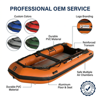 Bateau pneumatique de sport en aluminium et PVC soudé thermiquement de 2,3 m (7,5 pi) pour 2 personnes, mini-bateau d'assaut rapide pour la pêche et les secours d'urgence