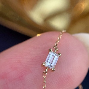 Xinfly <b>Solid</b> 18K <b>Gold</b> Baguette Diamond <b>Bracelet</b> Dainty Minimalist Stackable AU750 0.10ct Natural Diamond Fine Women Children's - Product Image 4