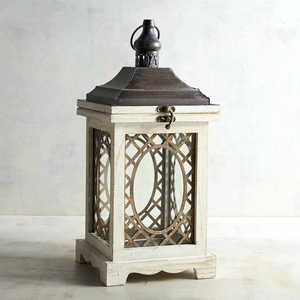 Long and Windproof Wooden Lantern Decorative Designed Metal Top Candle Holders for Hanging and Floor Decoration - Product Image 6