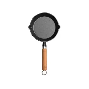 Poêle à frire <span class=keywords><strong>en</strong></span> métal de 26 cm, intérieur non revêtu, fond <span class=keywords><strong>en</strong></span> <span class=keywords><strong>fonte</strong></span>, pour œufs, crêpes, steaks, compatible gaz et <span class=keywords><strong>induction</strong></span> - Product Image 2