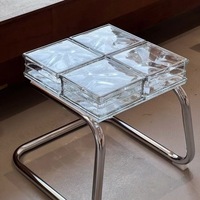 Ensemble de tables basses gigognes Bauhaus Mid-Century avec plateau en verre et rangement, meubles de salon mobiles