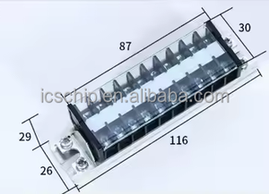 Borne de connexion à vis en cuivre et plastique TD15-8.0, 600V 15A, nickelée, pour rail DIN, 22-12 AWG, AC2000V, TD1510 - Product Image 3
