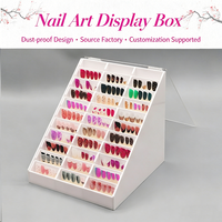 Boîte de rangement portable en acrylique pour nail art avec compartiments anti-poussière pour capsules d'ongles et nuanciers
