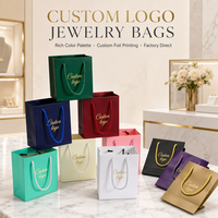 Individuell Bedruckte Schmuck-Papiertüten mit Metallkordel-Griffen Mini-Geschenkverpackungstaschen für Ringe Halsketten Boutique Einzelhandel