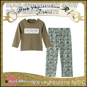 Set Casual per Bambini Maxine Boy Boutique, 100% Cotone, Autunno Inverno, con Ricamo a Forma di Anatra, Abbigliamento per Ragazzi - Product Image 2