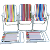 Chaise Spring Heavy Duty Oxford tissu rayé Fauteuil en plastique double chaise de barbecue pliante chaise de plage simple et pratique