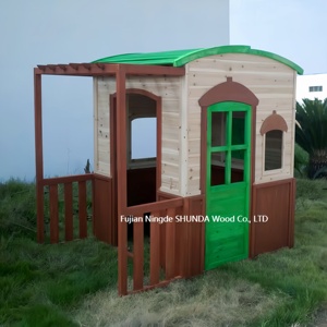 Morden sang trọng chất lượng cao tùy chỉnh ngoài trời bằng gỗ trẻ em Playhouse Vườn Nhà trẻ em không thấm nước Carton Đóng Gói màu hồng màu xanh lá cây - Product Image 3