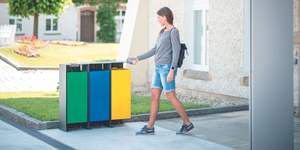 Contenedor de Basura Clasificado de Acero Inoxidable para Exteriores, 3 o 4 Compartimentos, Contenedor de Reciclaje Comercial para Áreas Públicas - Product Image 4