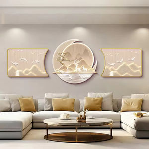 Modern lüks sanat <span class=keywords><strong>Deco</strong></span> tasarım dokuz balık kristal porselen duvar ev dekoratif sanatsal baskı resimleri için üç parçalı Set - Product Image 2