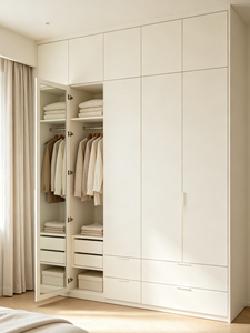 Armario Empotrado Moderno con Espejo, Rieles para Colgar y Cajones para Dormitorio - Product Image 2