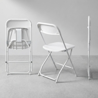 Chaise pliante moderne en plastique blanc et noir, imperméable, portable, empilable, pour événements, mariages, fêtes, intérieur et extérieur