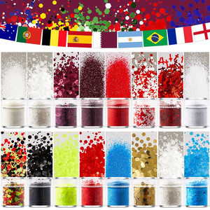 Set de Polvo Acrílico Cromado Espejo con Lentejuelas y Purpurina de Colores Mezclados para Decoración de Uñas con Diseño de Bandera de Fútbol para Fiestas - Product Image 3