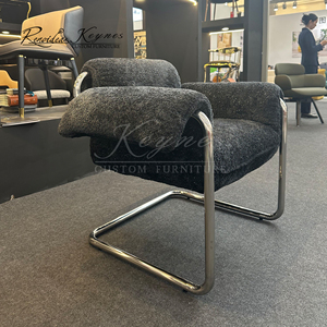 Fauteuil moderne en acier inoxydable avec coussin pour salle à manger, restaurant, café, bistrot, hôtel, mobilier - Product Image 4
