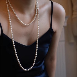 Collar Largo de <span class=keywords><strong>Perlas</strong></span> de Imitación PFT Hecho a Mano para Mujer, Estilo Chino, Vintage, Literario, con Forma Geométrica, Regalo de Moda para Verano - Product Image 1