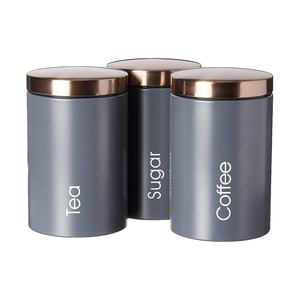 <strong>Set</strong> <strong>of</strong> 3 Coffee <strong>Canister</strong> <strong>Set</strong> Air-tight Kitchen Stainless Steel Metal Storage Box/<strong>canister</strong>/bin - Product Image 1